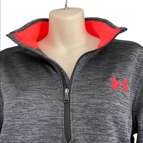 😍2/$20 Under Armour Sz S Grey & Orange Half Zip Coldgear Pullover - Picture 4 of 10